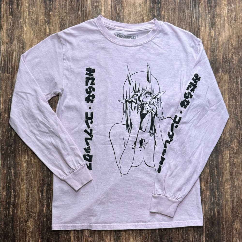 Lewd Complex Anime Graphic Pink Men’s Long Sleeve Shirt Size Small